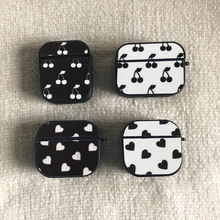 Load image into Gallery viewer, Black and White Cherries / Hearts AirPod Case