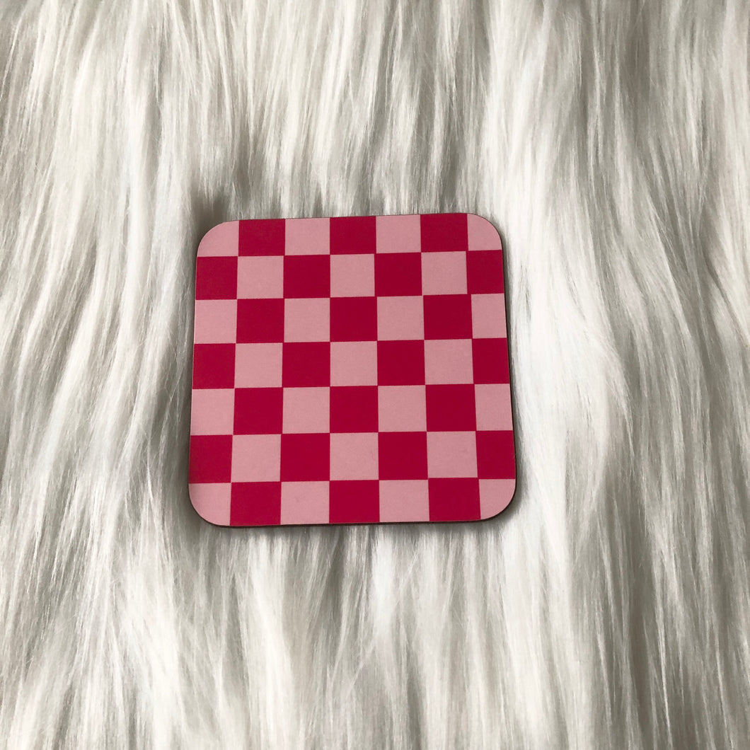 Pink Checked Coaster