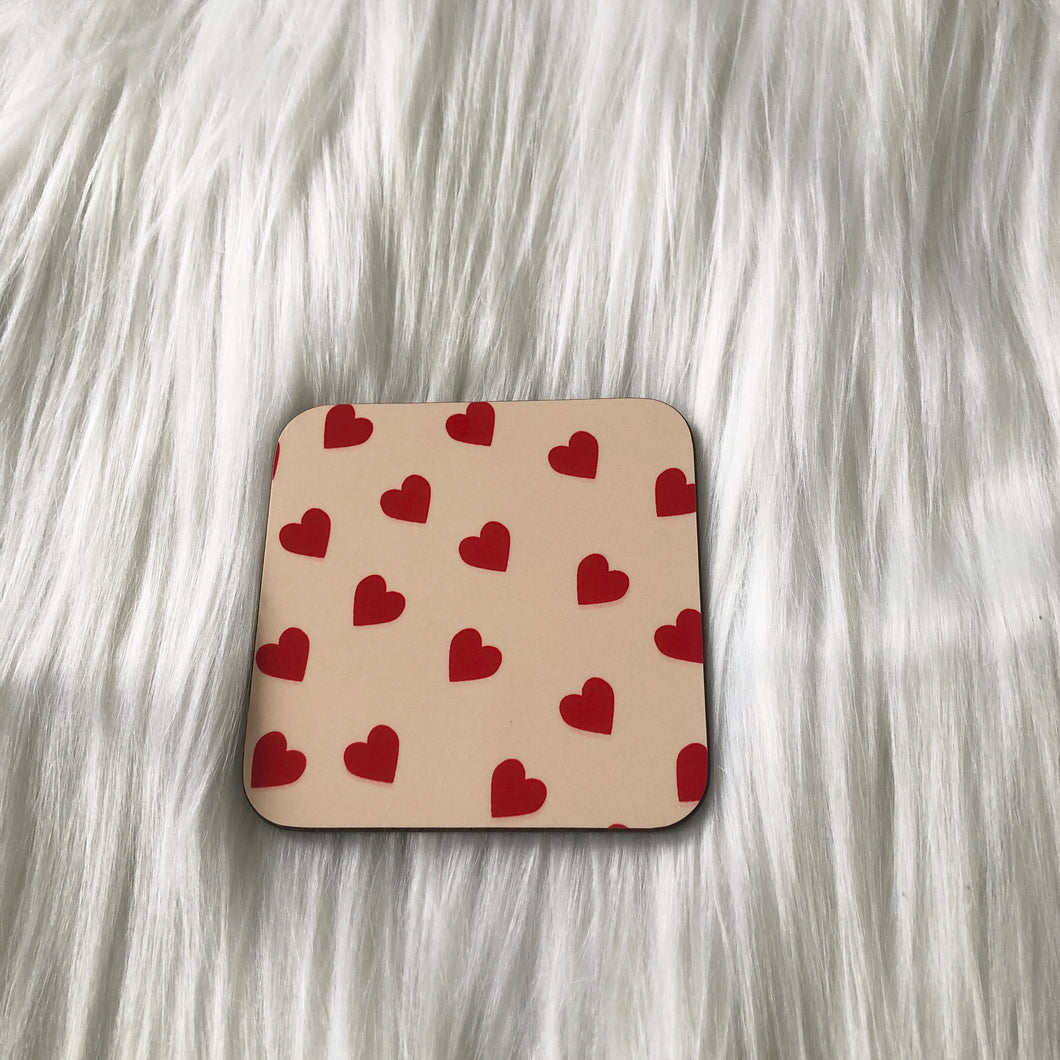 Red/Beige Hearts Coaster