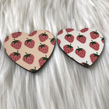 Load image into Gallery viewer, Pink Strawberries Heart Coaster
