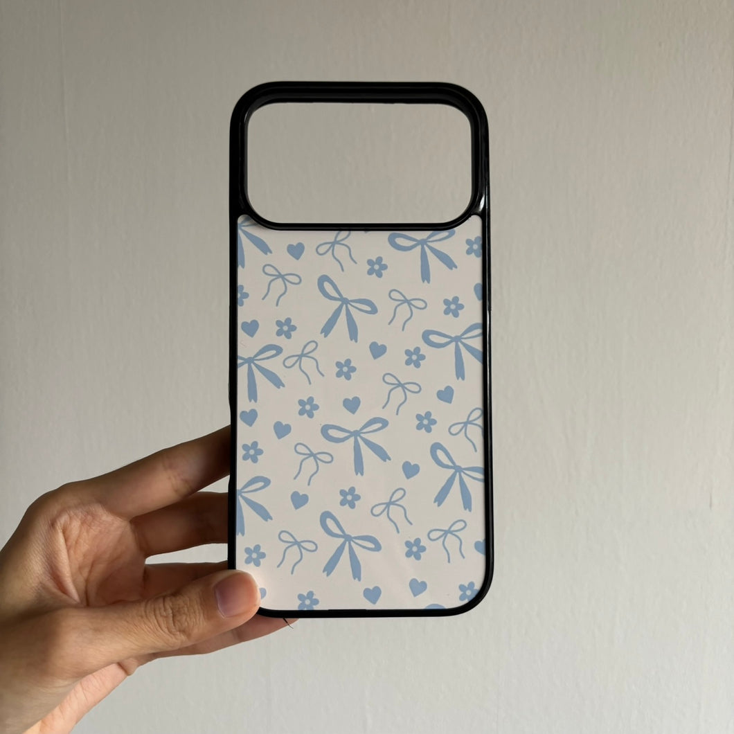 Blue Bows, Flowers and Hearts