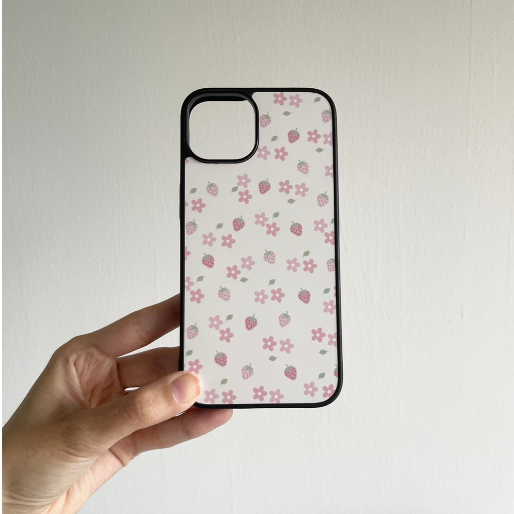 Beige Strawberries and Flowers