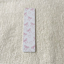 Load image into Gallery viewer, White/Pink Bows and Hearts Bookmark
