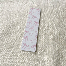 Load image into Gallery viewer, White/Pink Bows and Hearts Bookmark
