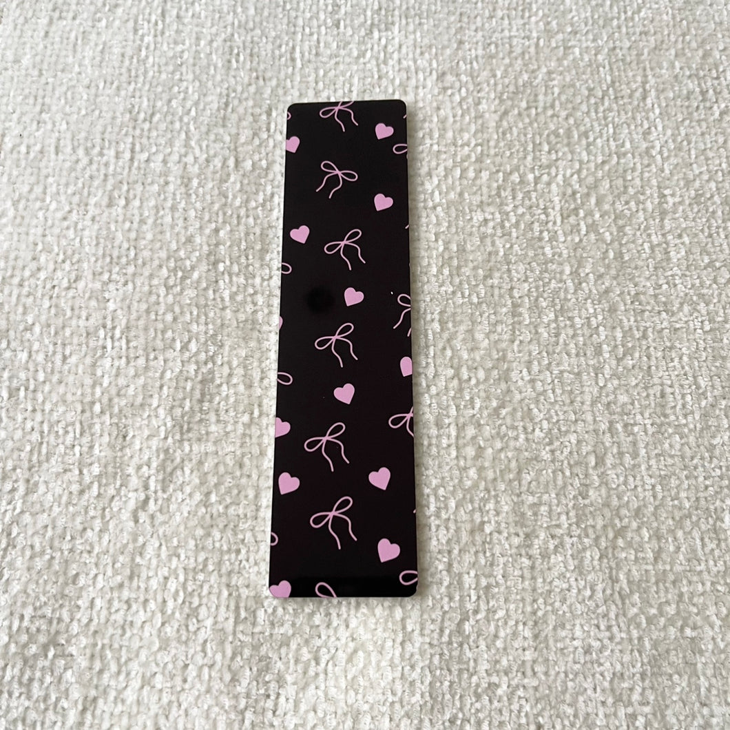Black/Pink Bows and Hearts Bookmark
