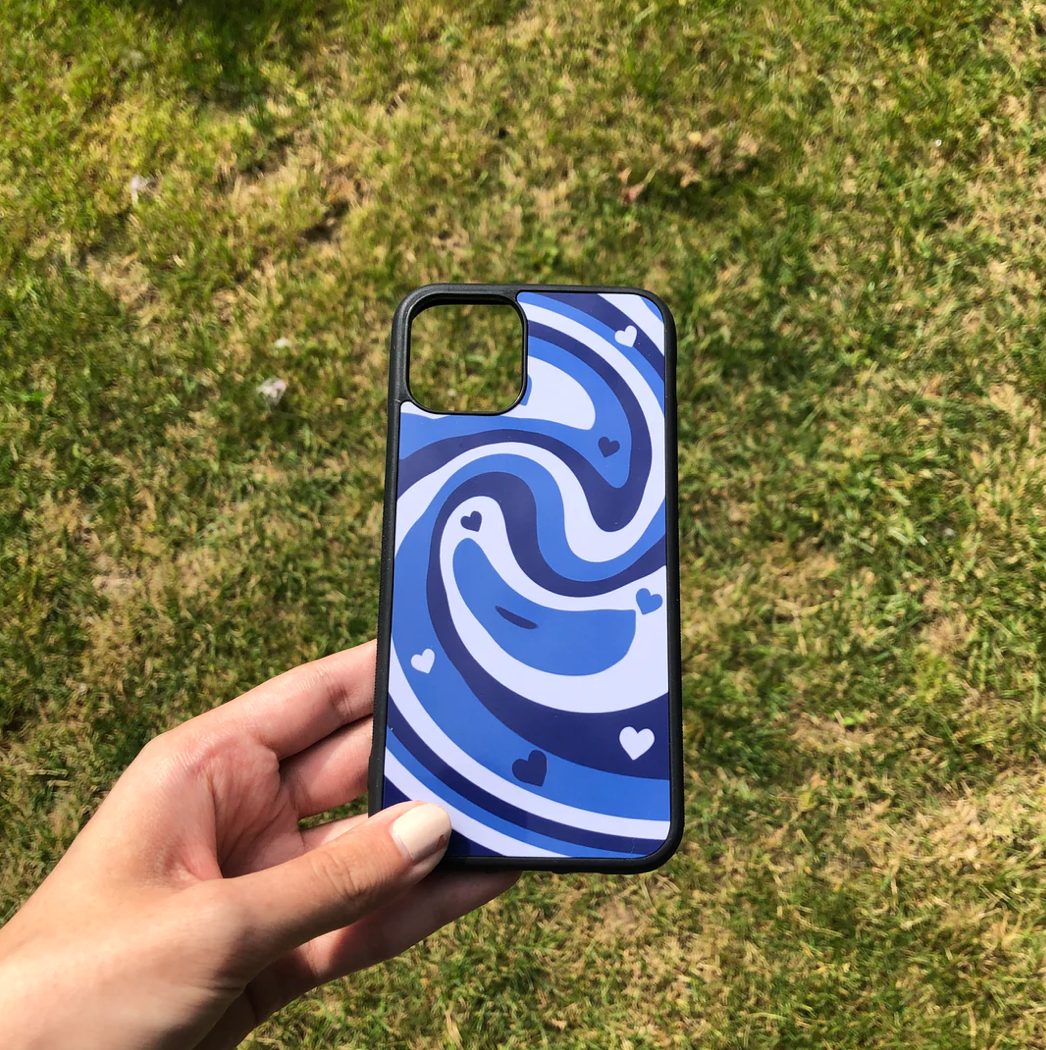 Blue Swirls with hearts