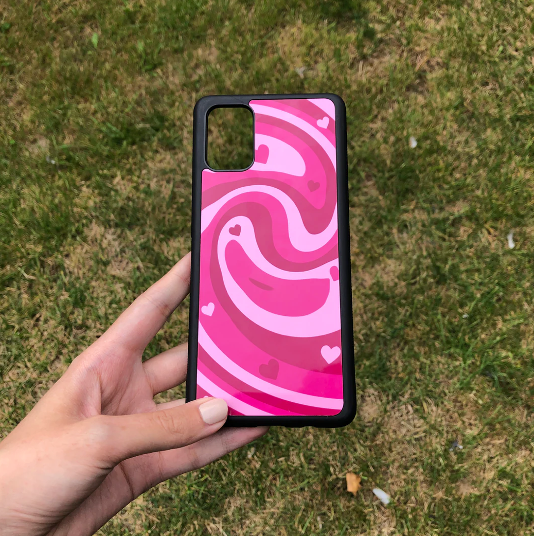 Bright Pink Swirls with Hearts